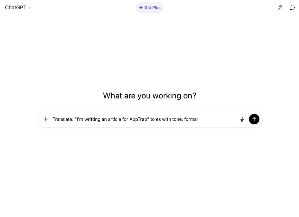 ChatGPT Translate: formal prompt