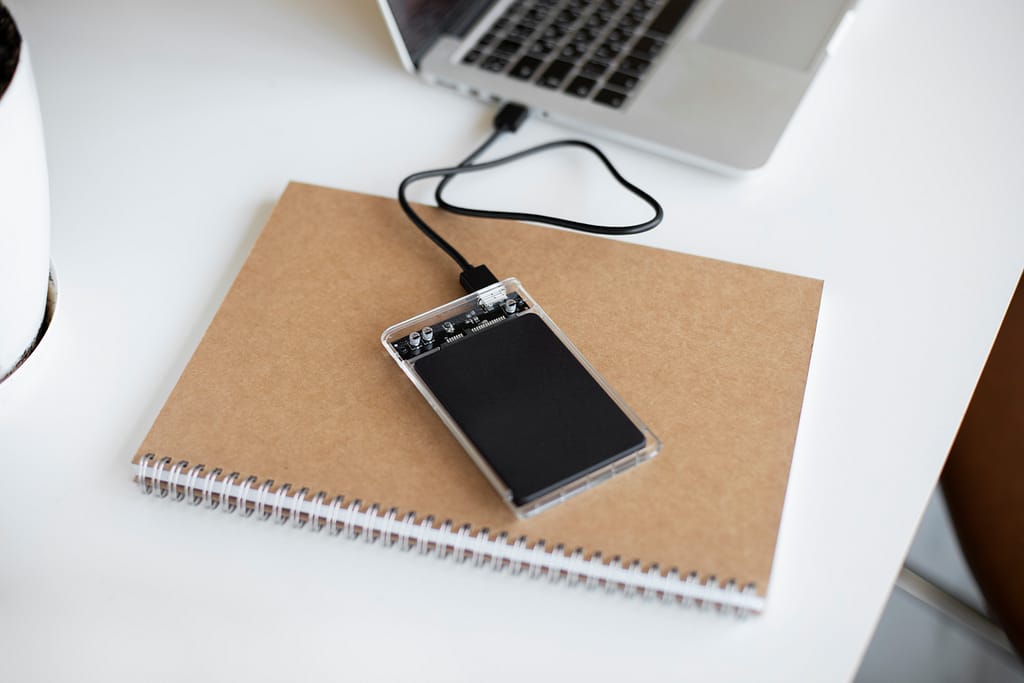 external hard drive connected to laptop
