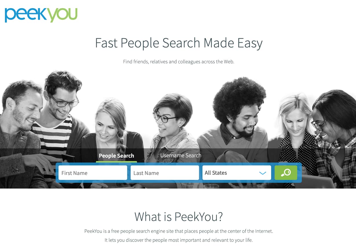 Who Is Searching for Me Online? PeekYou website