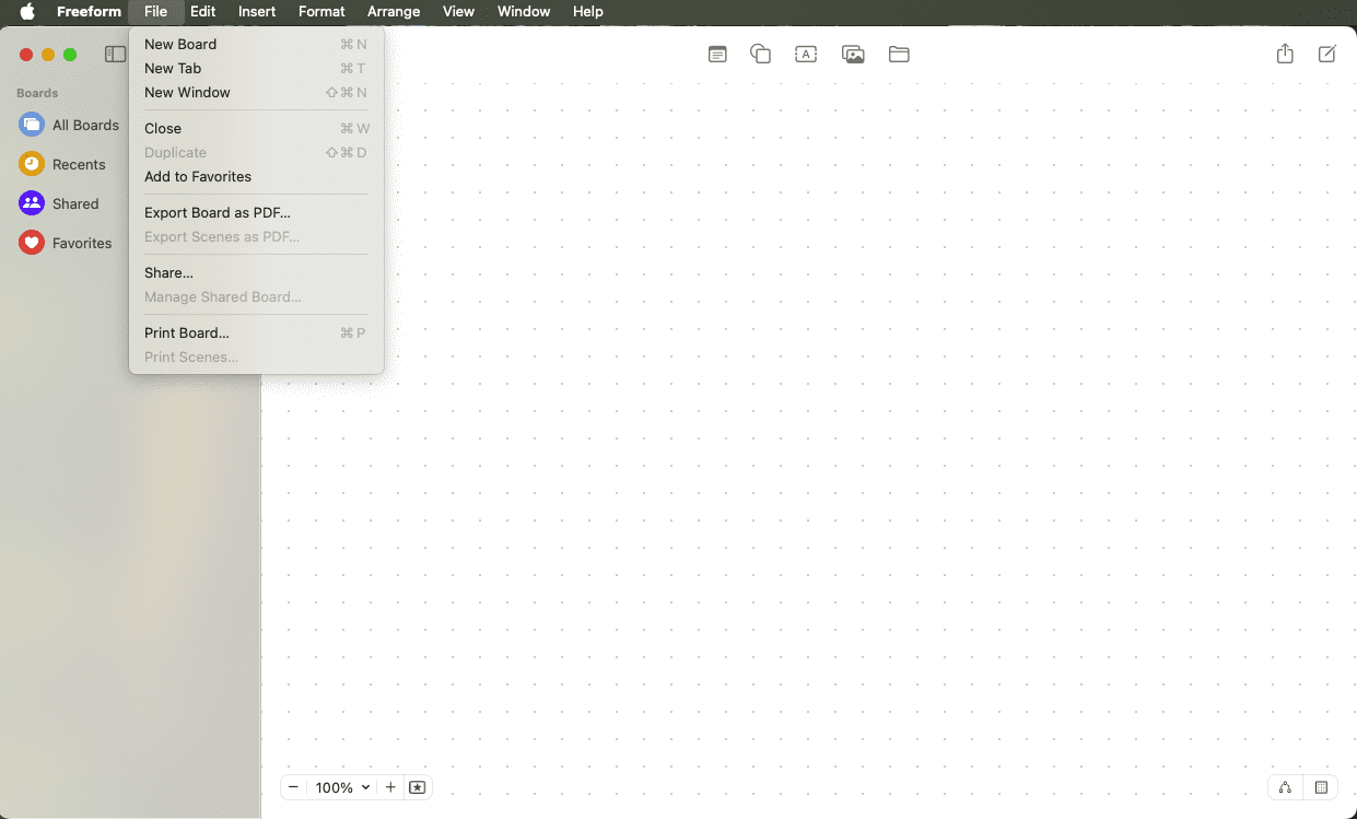 Create new board with Freeform