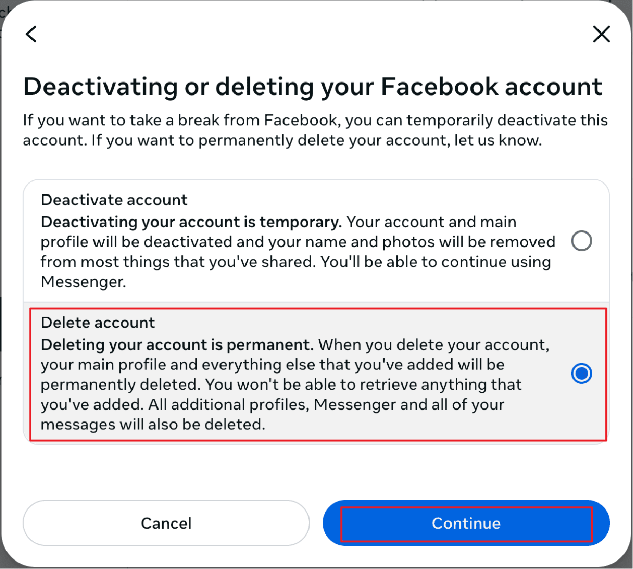 delete facebook via accounts center-07