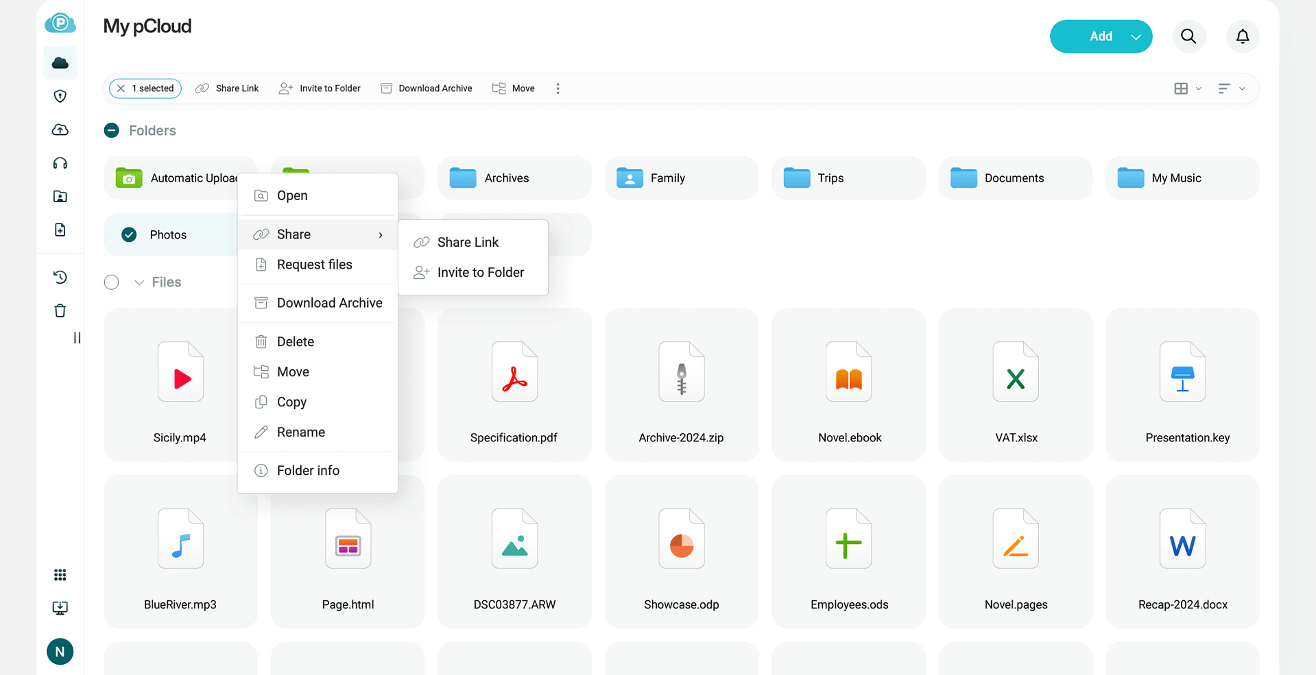 pCloud website