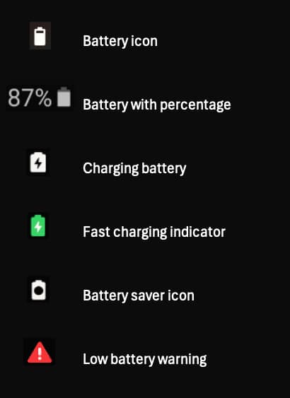 Android battery symbols