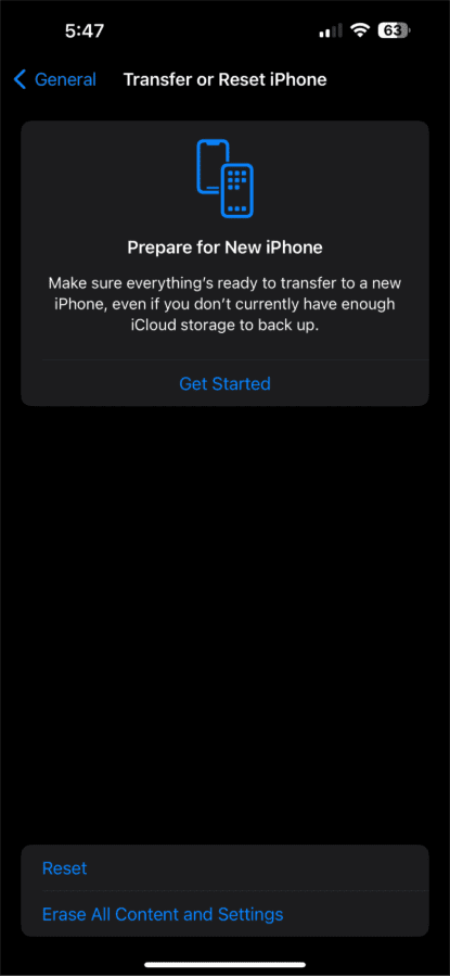 To deep clean your iPhone, choose to reset everything here.