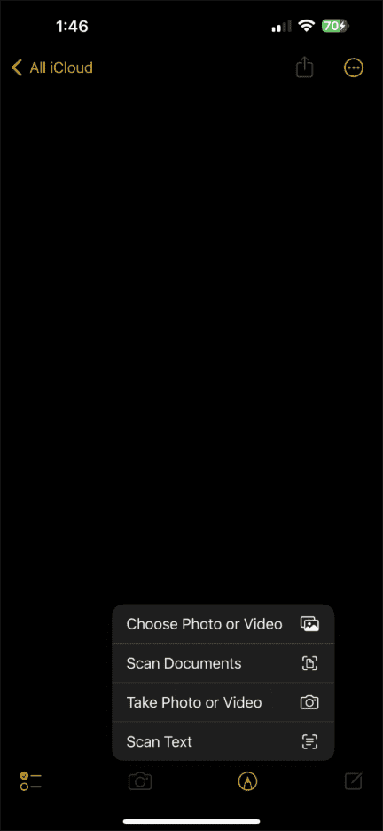 Tap the button at the bottom to start scanning.