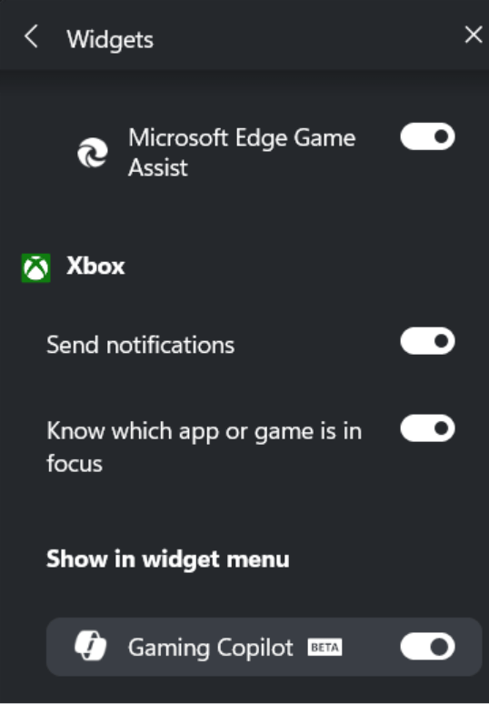 Make Gaming Copilot go away in the widget menu.