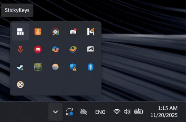 Use your taskbar to access the Sticky Key menu easier.