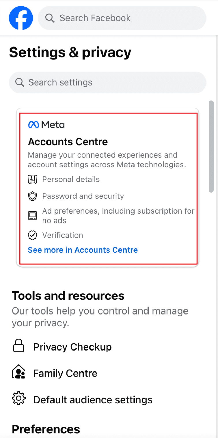 delete facebook via accounts center-03
