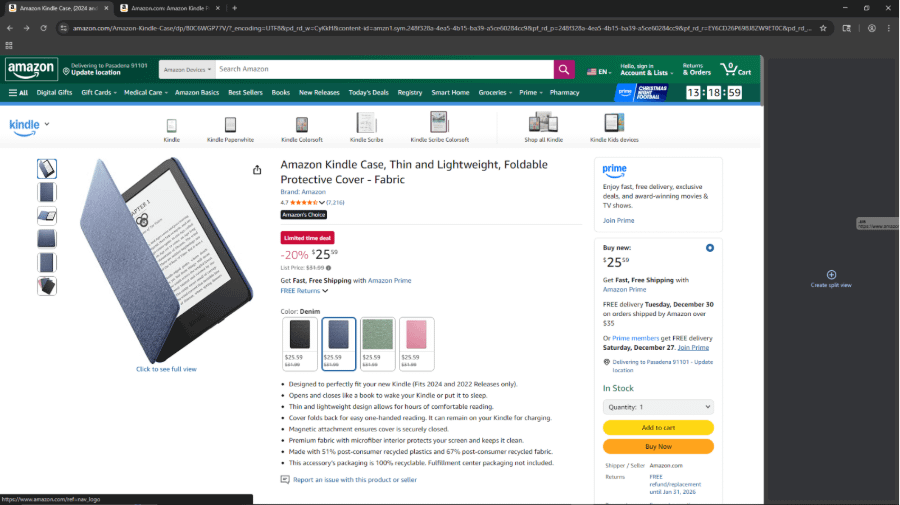 Drag the link to either side of the screen to start split view.