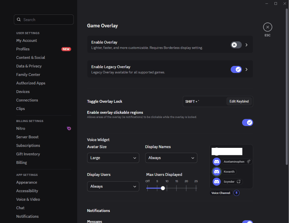 Click on the "Enable Overlay" switch to toggle it on and off.